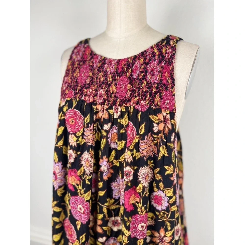 Free People Oh Baby Dress‎ Babydoll  XS Floral Boho Mini Smocked Cottagecore